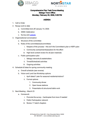 comp plan agenda