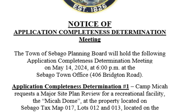notice of application completion determination meeting