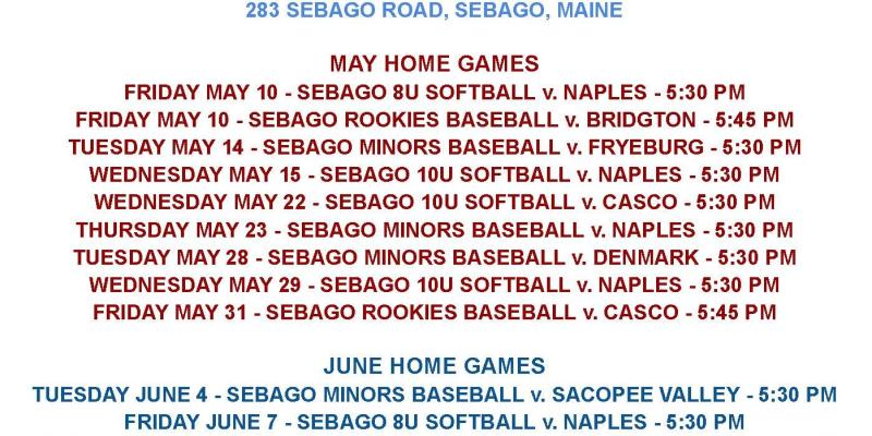 Support Sebago Sports Calendar 